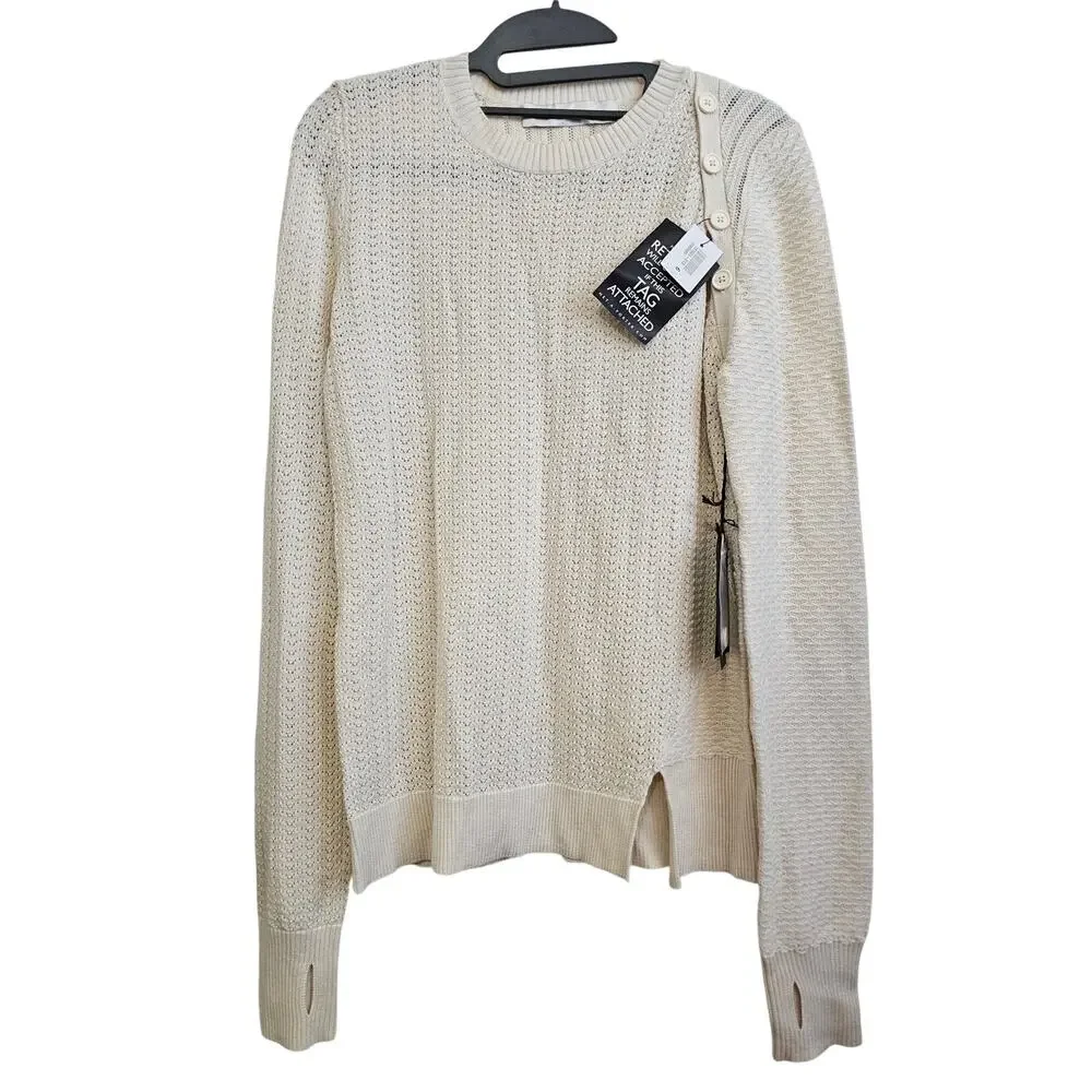 NWT Proenza Schouler Crewneck Cashmere Cotton Cream Knit Sweater Size M - Picture 1 of 4